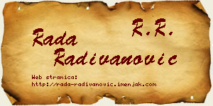Rada Radivanović vizit kartica
